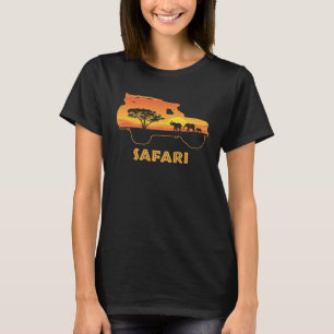 T-shirt African Safari Park Véhicule Elephant Famille Vint