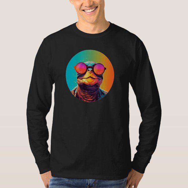 T-shirt African Side Necked Turtle Wearing Sunglasses Retr (Devant)