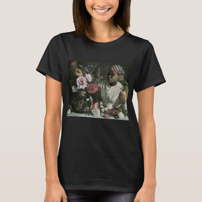 T-shirt African Woman Peonies par Frédéric Bazille, Fleurs (Devant)