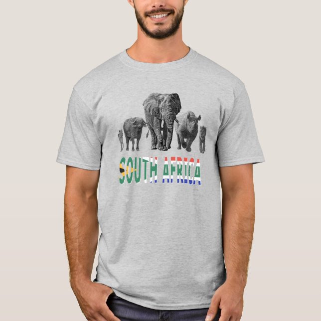 T-shirt Afrique du Sud Big 5 faune pour les fans d'Afrique (Devant)