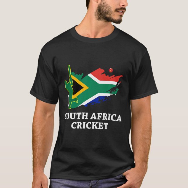T-shirt Afrique du Sud Cricket drapeau sud-africain couleu (Devant)
