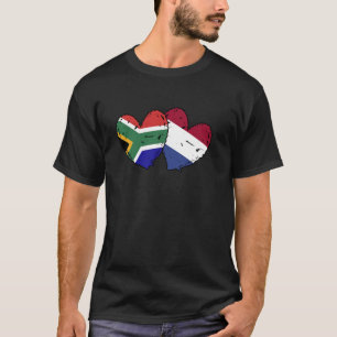 T-shirt Afrique du Sud Pays-Bas Cœurs Drapeau Afrique du S
