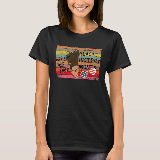 T-shirt Afro Ame Black History Month  Different but Equal (Devant)