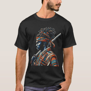 T-shirt Afro-américain Samurai Anime Cartoon japonais bush