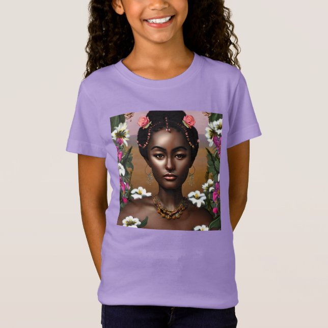 T-Shirt Afro-Américaine Beauté IA Art (Devant)