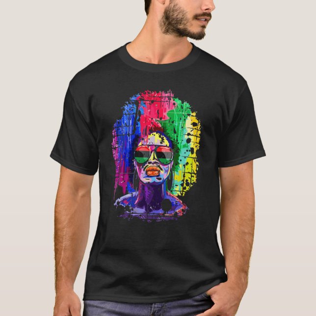 T-shirt Afro Femmes Reine noire Africaine Américaine Melan (Devant)