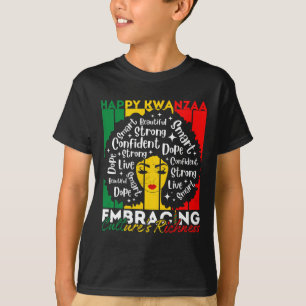 T-shirt Afro Girl Happy Kwanzaa patrimoine afro-américain