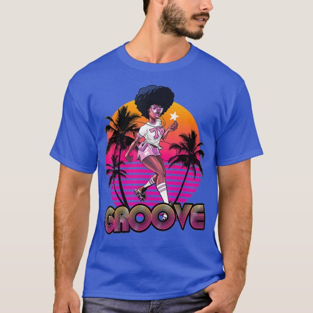T-shirt Afro Groove Roller Skate Retro 80s les années 70 D (Devant)