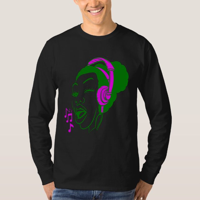T-shirt Afro puff  girl singing  for teens and women (Devant)