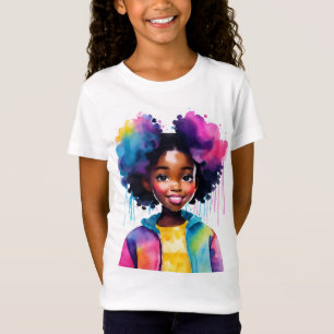 T-Shirt Afro Puffs Black Girl Rainbow cheveux