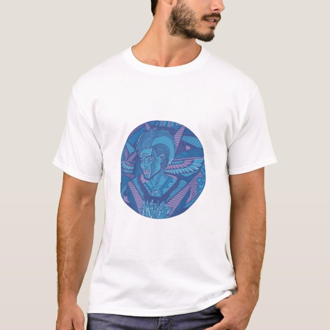T-shirt Afro Roi T-T bleu montagne (Devant)