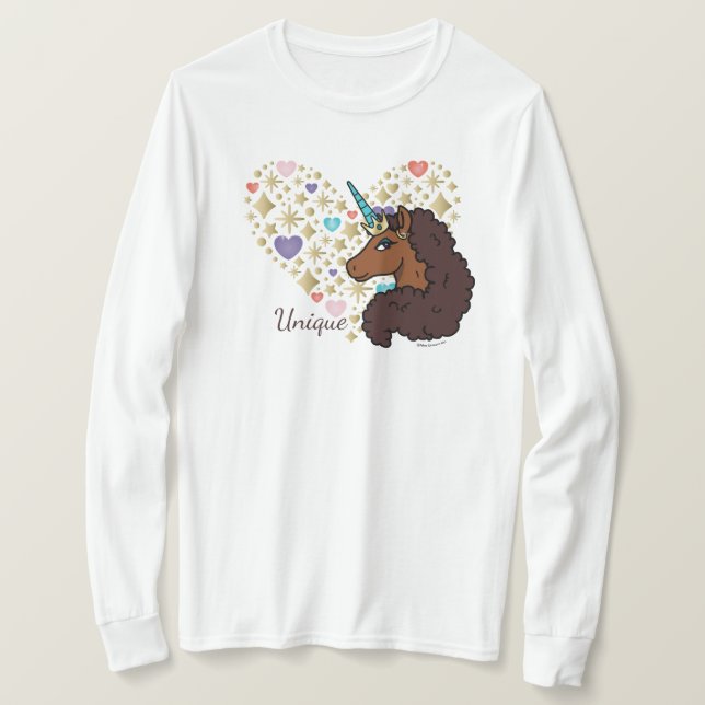 T-shirt Afro Unicorn | Design cardiaque unique (Design devant)