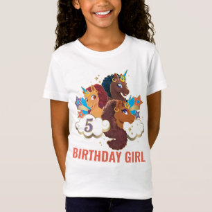T-Shirt Afro Unicorn Fille d'anniversaire magique