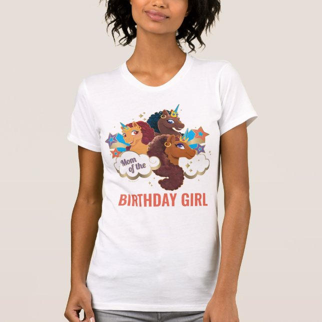 T-shirt Afro Unicorn | Maman de la fille d'anniversaire (Devant)