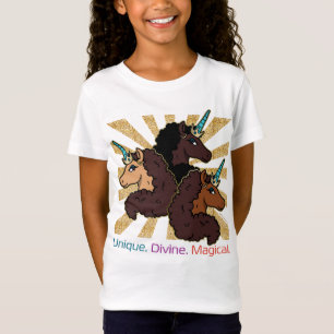 T-Shirt Afro Unicorn Trio : Unique, Divine et Magique