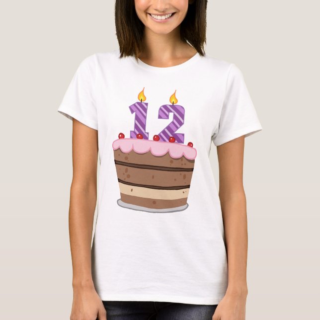 T-shirt Âge 12 sur le gâteau d'anniversaire (Devant)