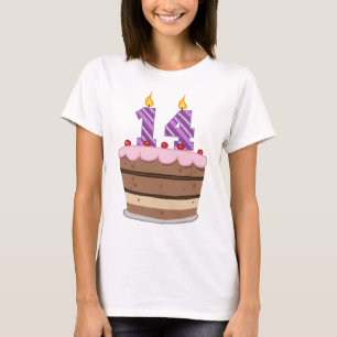 T-shirt Âge 14 sur le gâteau d'anniversaire