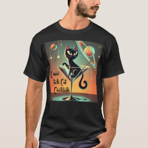 T-shirt Âge atomique Futuriste de l'espace Noir Cat Martin