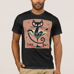 T-shirt Âge atomique Futuriste de l'espace Noir Cat Martin