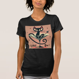 T-shirt Âge atomique Futuriste de l'espace Noir Cat Martin