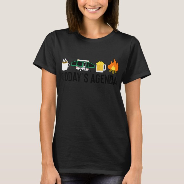 T-shirt Agenda Camping Café Pop Up Camper Beer d'aujourd'h (Devant)