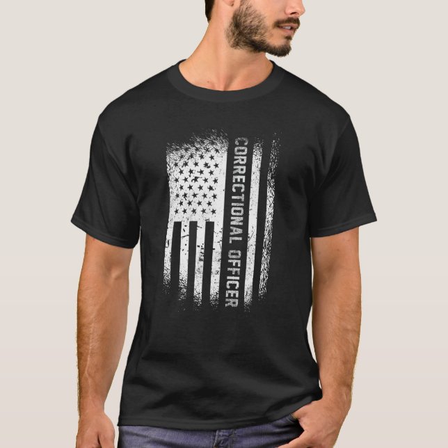 T-shirt Agent correctionnel avec drapeau américain (Devant)