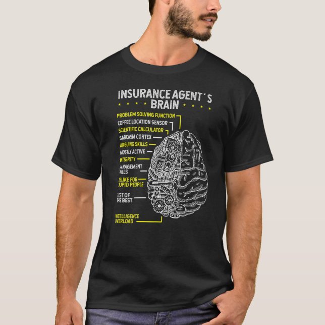 T-shirt Agent d'assurance-vie Courtier d'assurance-cerveau (Devant)