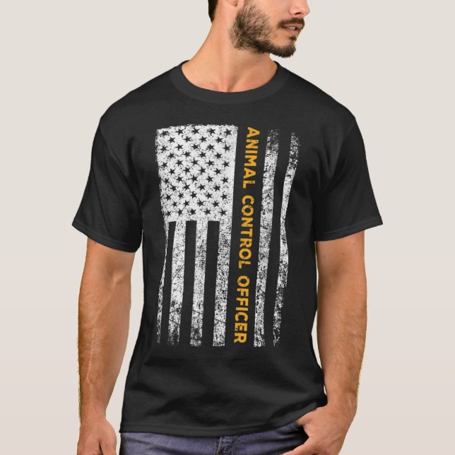 T-shirt Agent de contrôle des animaux Drapeau Patrol de la (Devant)