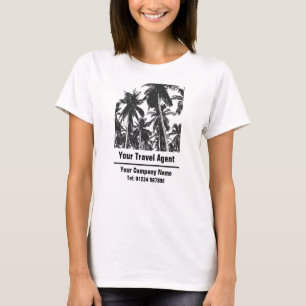 T-shirt Agent de voyage avec palmiers noirs pour personnal