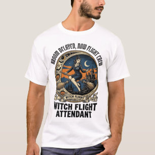 T-shirt agente de bord sorcière balai d'Halloween cassé co