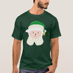 T-shirt Agneau de Noël portant un chapeau d'elfe