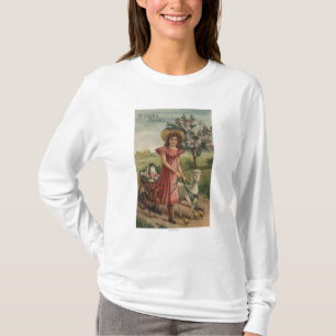 T-shirt Agneau, poussin, et coq de marche de fille