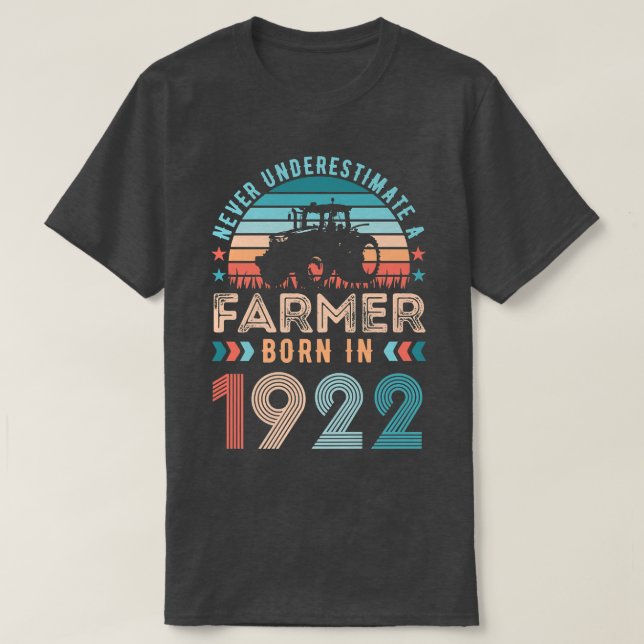 T-shirt Agriculteur né en 1922 Cadeau agricole 100e annive (Design devant)