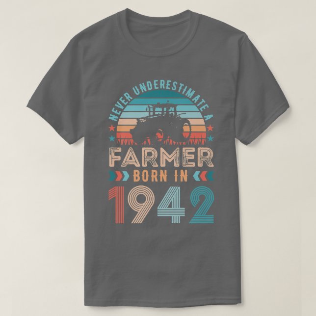T-shirt Agriculteur né en 1942 Cadeau agricole 80e anniver (Design devant)