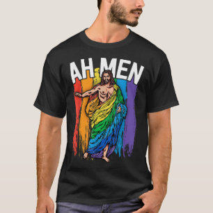 T-shirt Ah Men Gay Jesus Drôle LGBTQ Cadeaux Rainbow