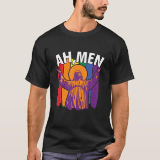 T-shirt Ah Men Jesus LGBT Gay pride Jesus Rainbow Flag