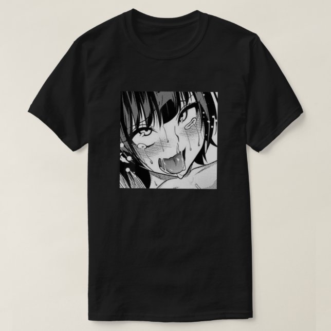 T-shirt Ahegao Anime fille avec la langue et les mains deh (Design devant)
