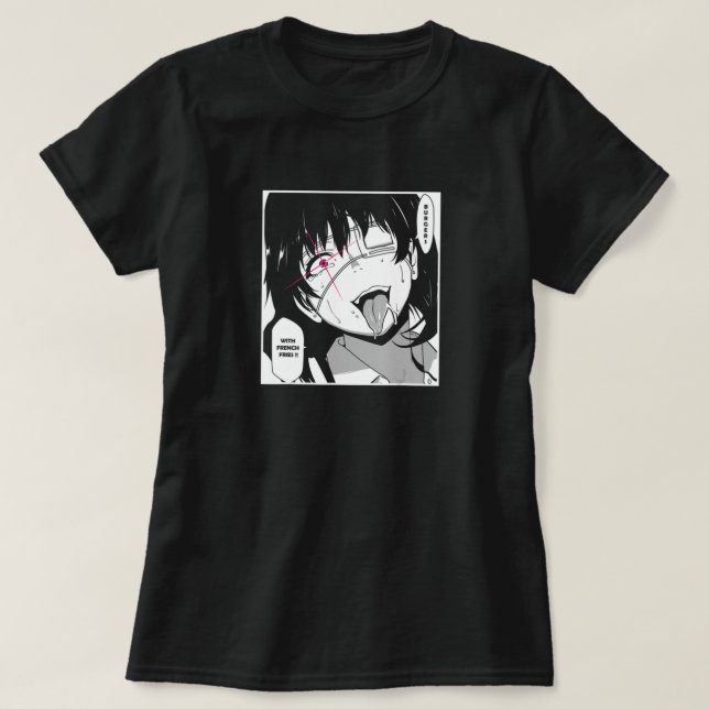 T-shirt Ahegao T Shirt nurse costume face Anime Funny (Design devant)
