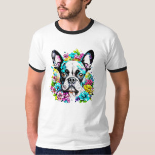 T-shirt Ai Boston Terrier entouré de fleurs