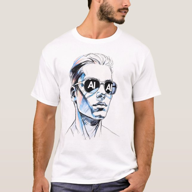 T-shirt AI dans les yeux - Bold Line Art avec Subtle Tech  (Devant)