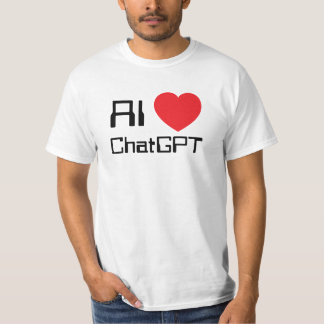 T-shirt AI love Chat GPT red heart funny black text