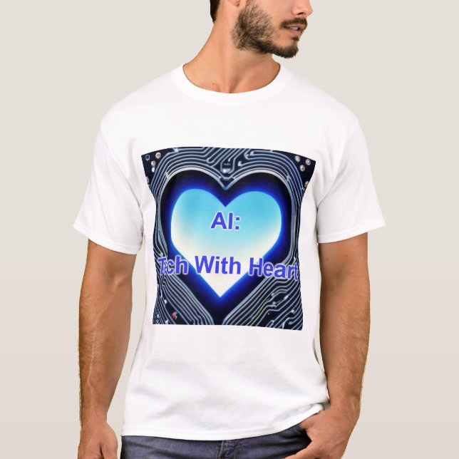 T-shirt AI: Tech with Heart Men's White (Devant)