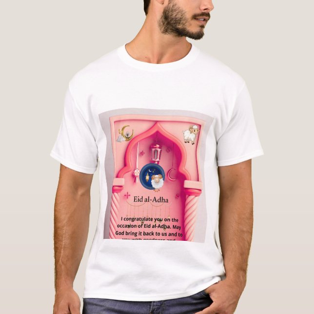 T-shirt Aïd Al-Adha en rose — Une touche artistique joyeus (Devant)