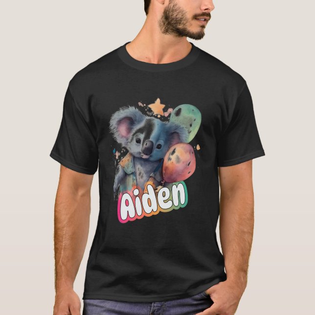 T-shirt Aiden - Nom Du Petit Garçon Avec Cute Koala (Devant)