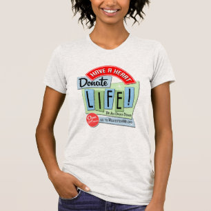 T-shirt Aie un coeur. Conception rétro Donate Life