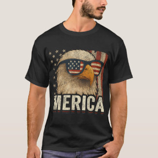 T-shirt Aigle à drapeau américain 4 juillet Aigle à tête b