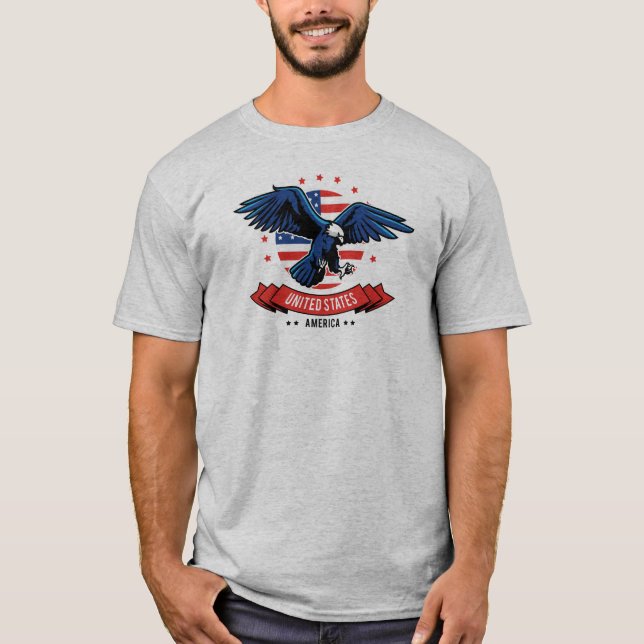 T-shirt Aigle américain aux couleurs de drapeau Étoiles et (Devant)