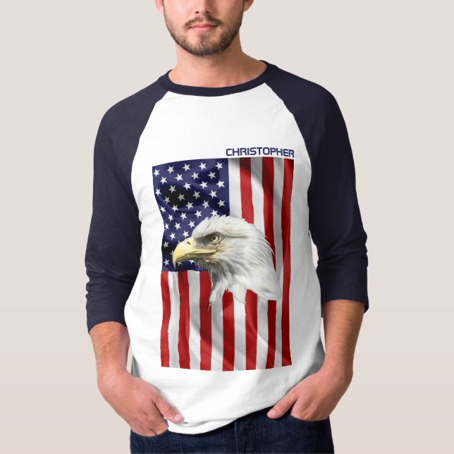 T-shirt Aigle américain classique, Drapeau américain, Patr (Devant)
