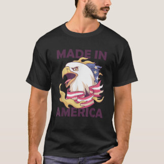 T-shirt Aigle Américain Fabriqué En Amérique Drapeau Patri