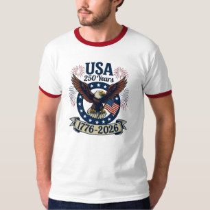 T-shirt Aigle Américain Patriotique 250 Ans 1776-2026 Homm